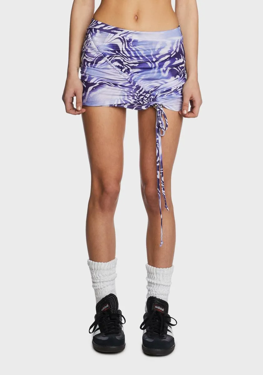 Zebra Ruched Mini Skirt sold by Dolls Kill