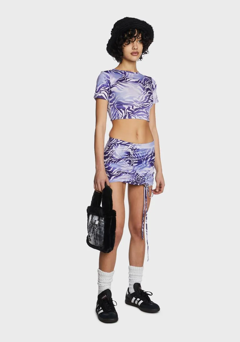 Zebra Ruched Mini Skirt sold by Dolls Kill product image thumbnail 5