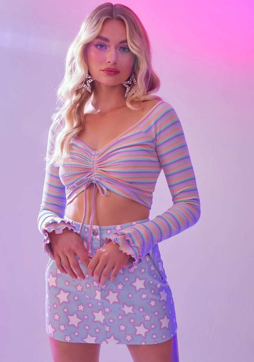 Baby Lies Pastel Stripes Crop Top sold by Dolls Kill