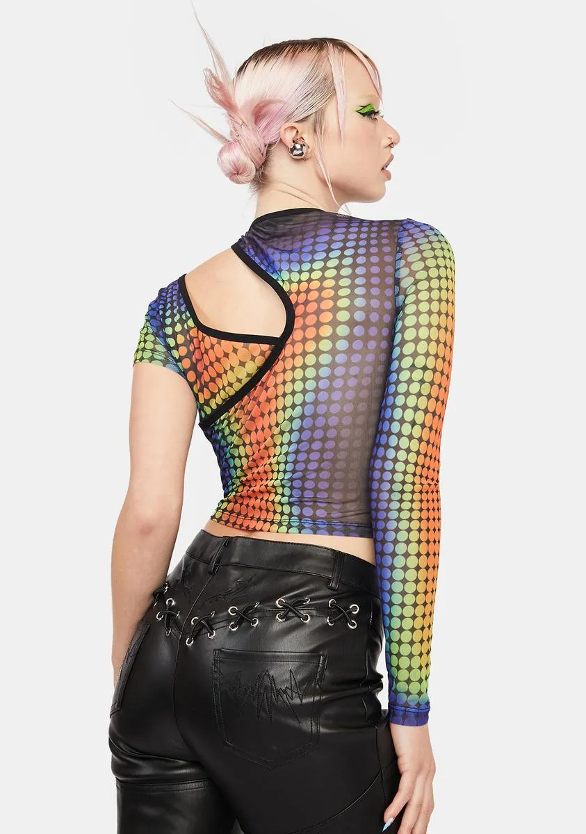 Prism Lights Asymmetrical Mesh Top sold by Dolls Kill product image thumbnail 4