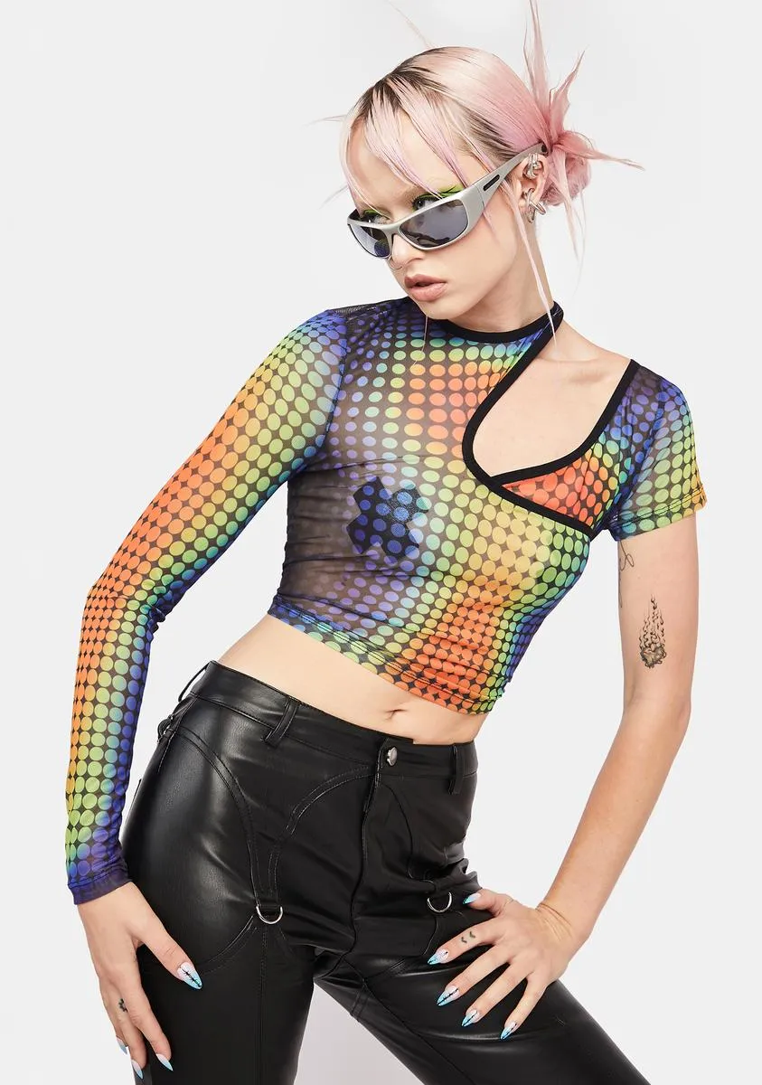 Prism Lights Asymmetrical Mesh Top sold by Dolls Kill product image thumbnail 2