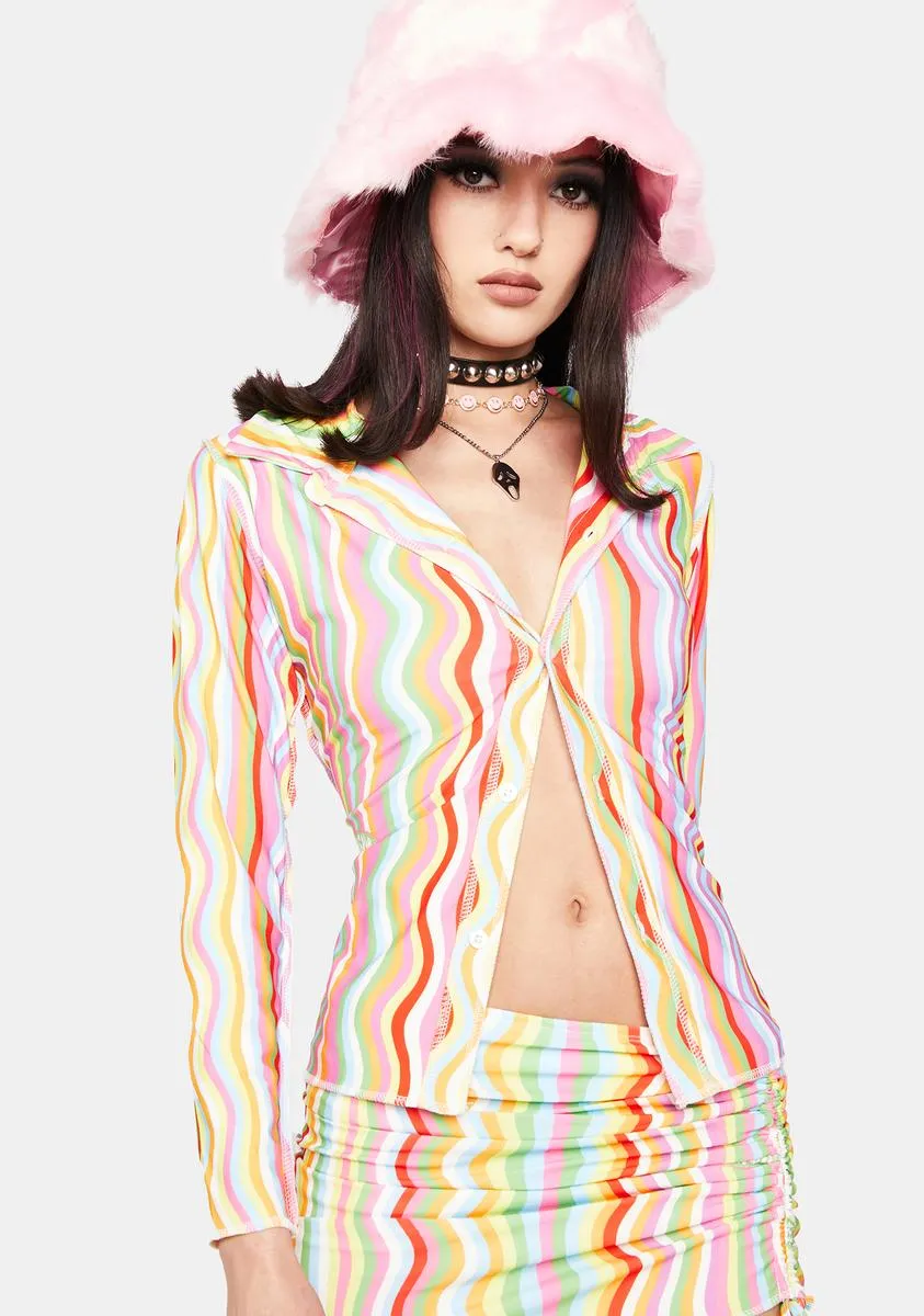 Rainbow Squiggly Shirt sold by Dolls Kill