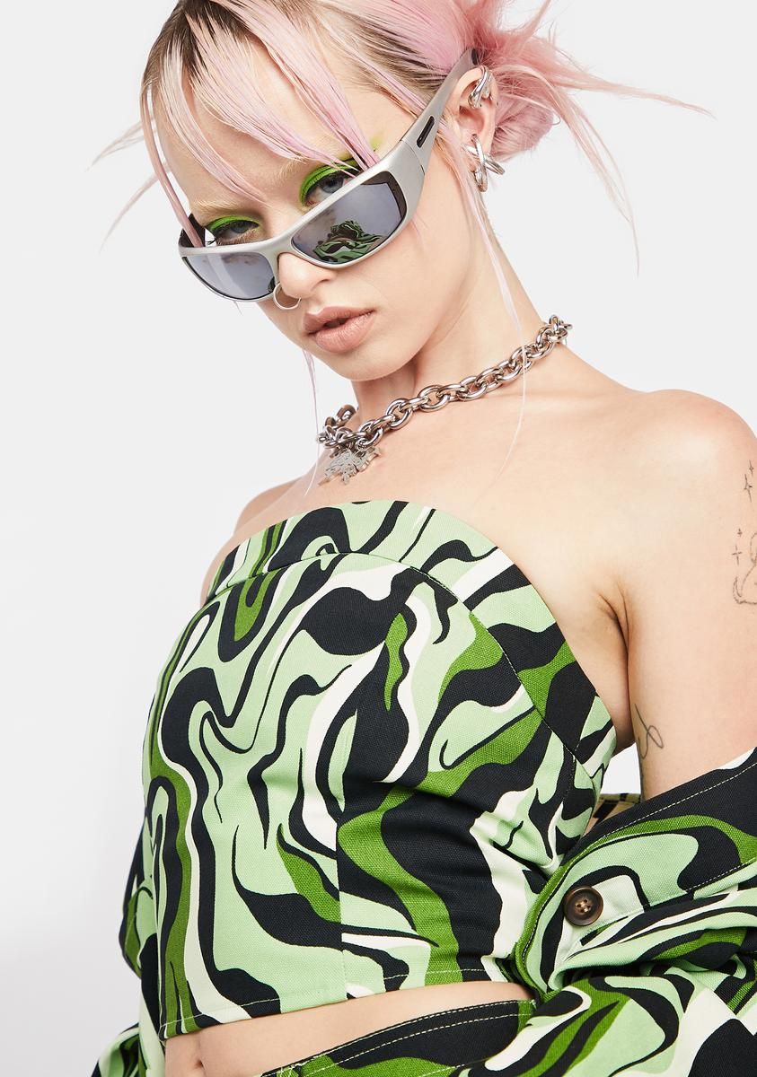 Green Swirl Print Bandeau sold by Dolls Kill product image thumbnail 2