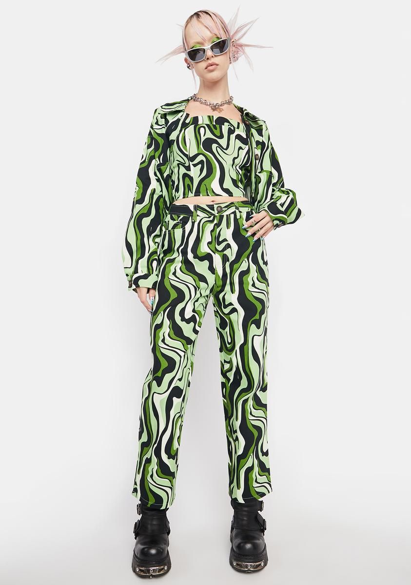 Green Swirl Print Bandeau sold by Dolls Kill product image thumbnail 3