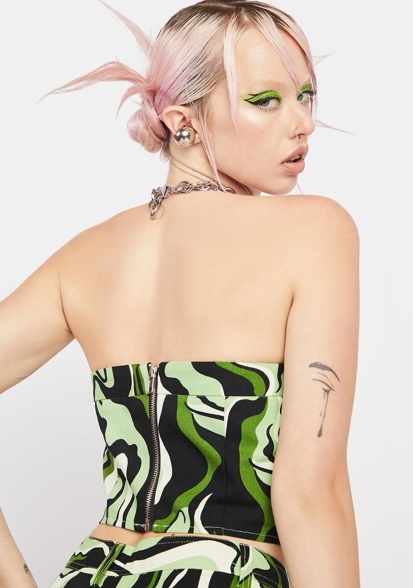 Green Swirl Print Bandeau sold by Dolls Kill product image thumbnail 4