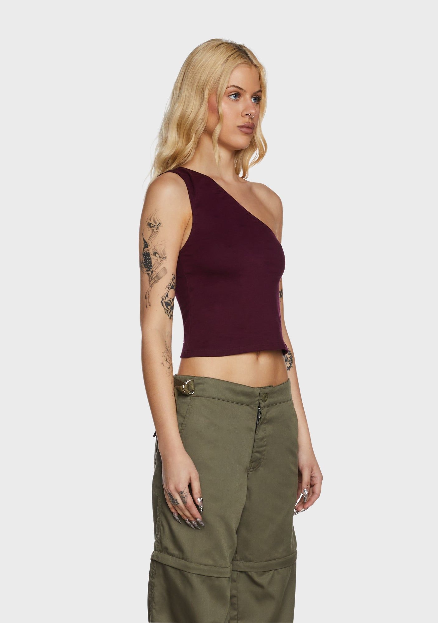 Bay One Shoulder Top - Dark Red sold by Dolls Kill product image thumbnail 3