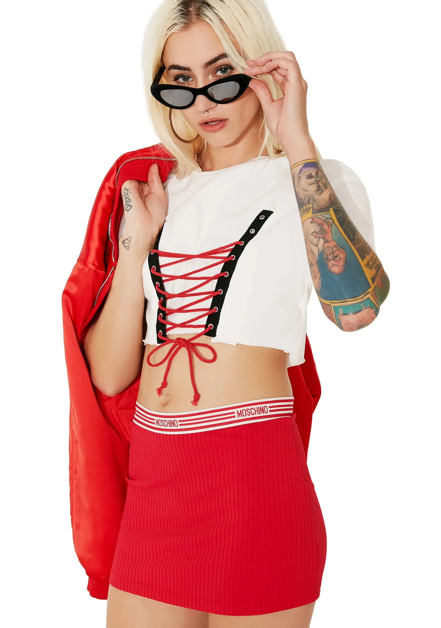 Fast Lane Lace-Up Crop Top sold by Dolls Kill product image thumbnail 2