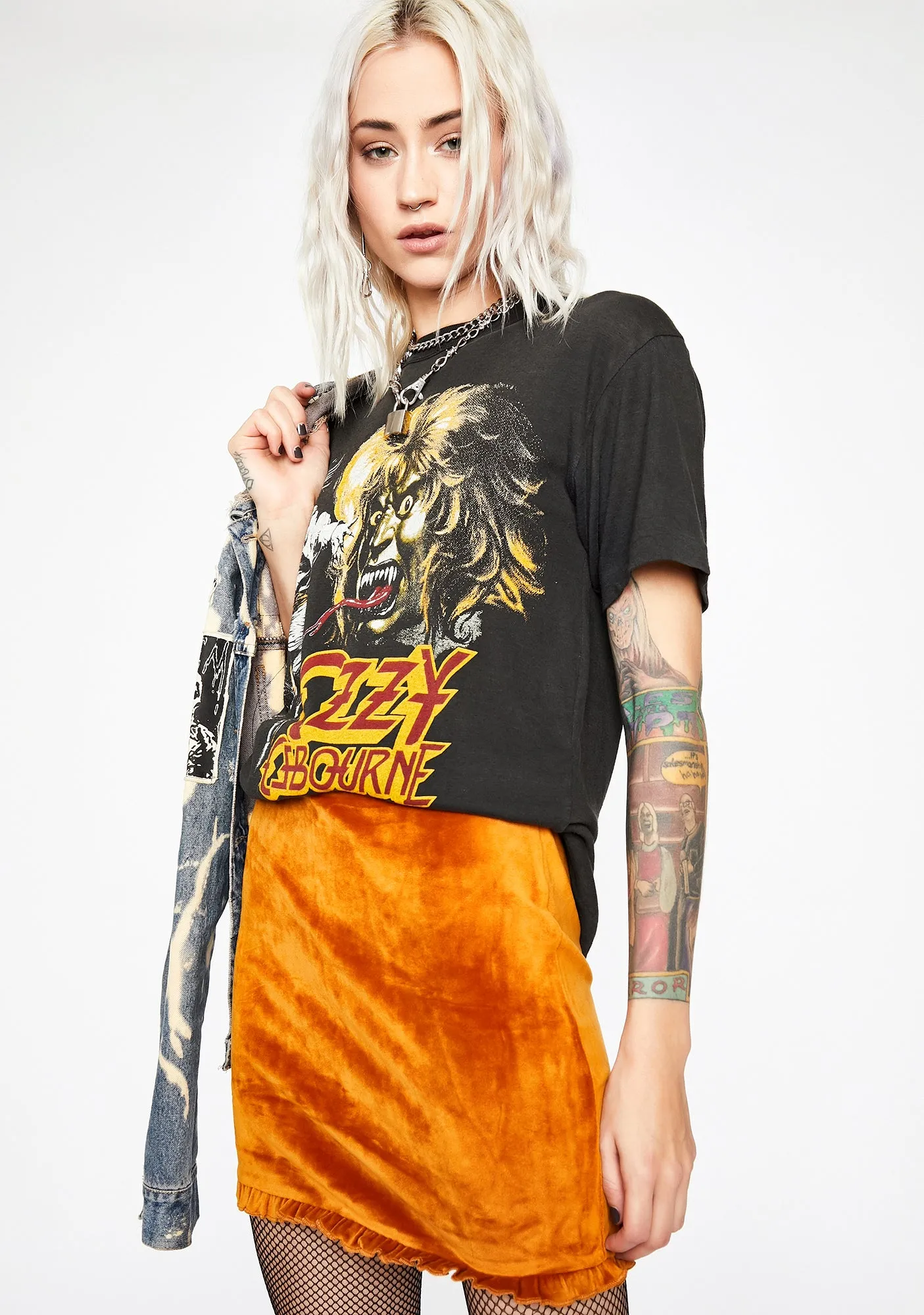 Pumpkin Frilly Femme Velvet Skirt sold by Dolls Kill product image thumbnail 2