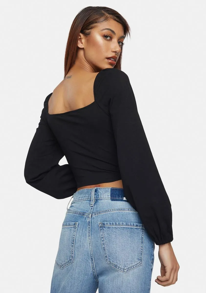 Black Corset Lace-Up Blouse sold by Dolls Kill product image thumbnail 4