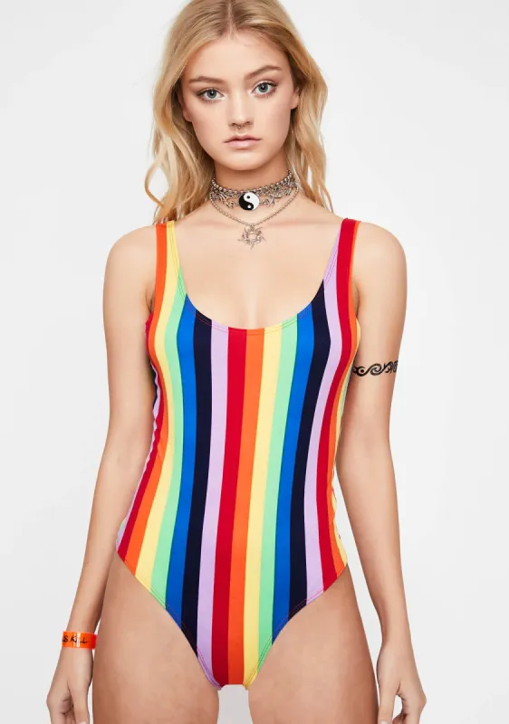 Rainbow Vibin' Tank Bodysuit sold by Dolls Kill