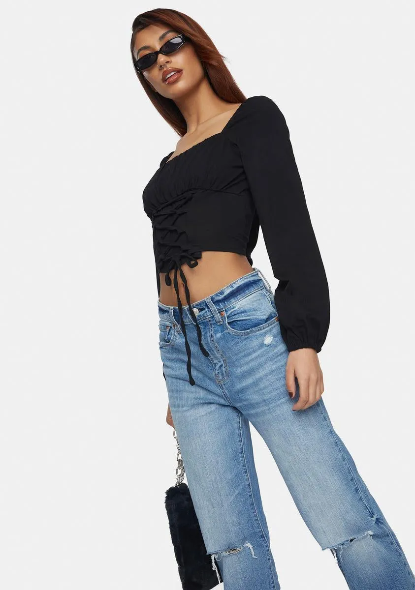 Black Corset Lace-Up Blouse sold by Dolls Kill product image thumbnail 2