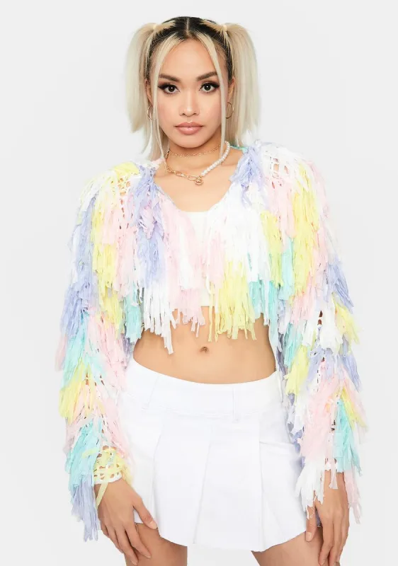 Pastel Like A Firebird Fringe Jacket sold by Dolls Kill