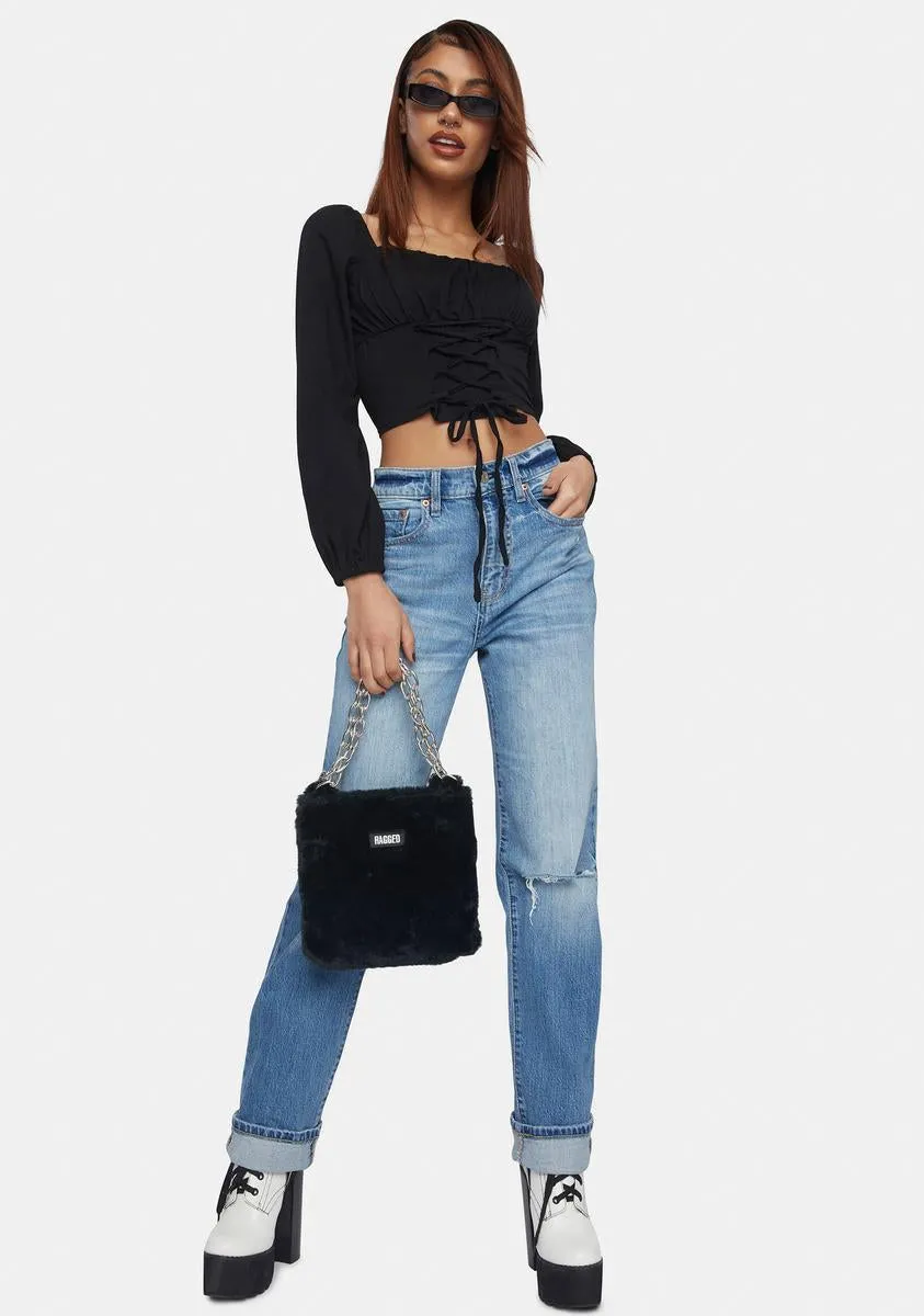 Black Corset Lace-Up Blouse sold by Dolls Kill product image thumbnail 3