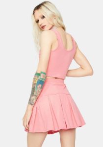 Blush Cheerful Player Tank Pleated Skirt Set sold by Dolls Kill