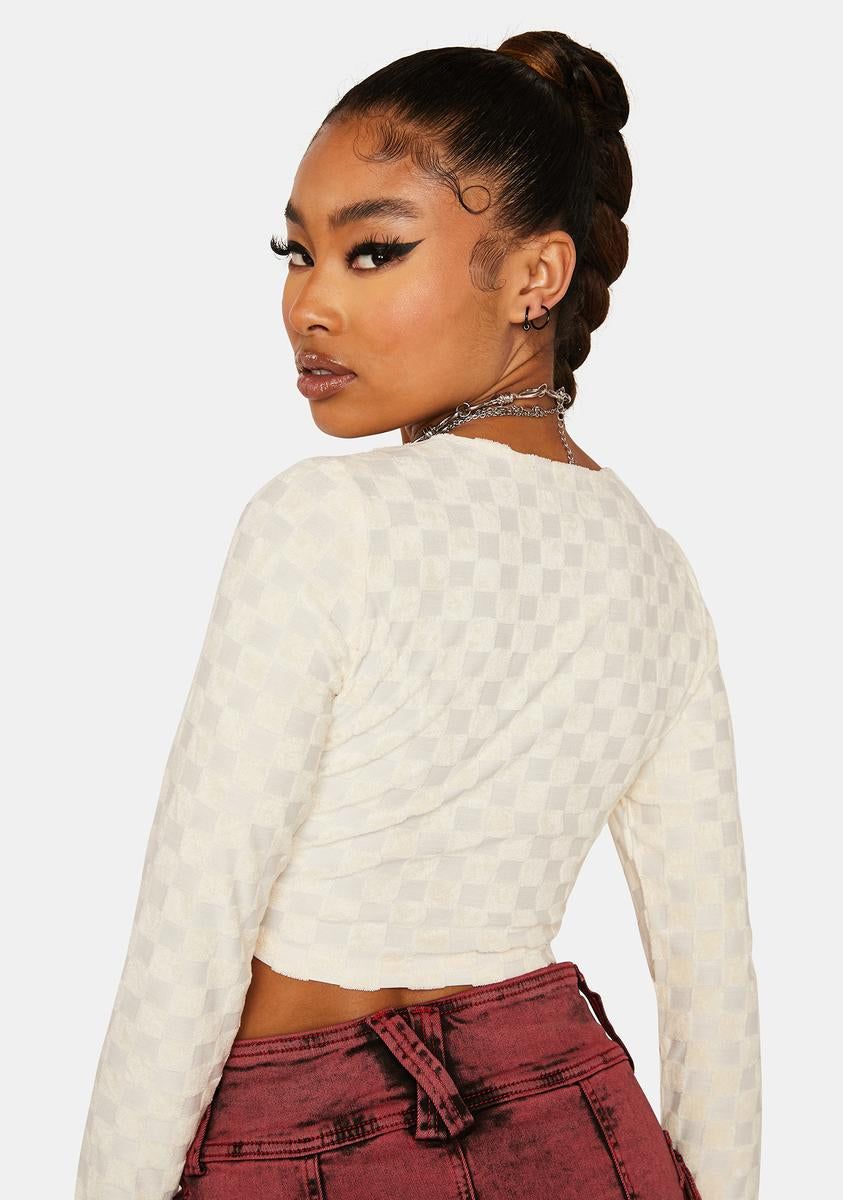 Checkered Drawstring Crop Top sold by Dolls Kill product image thumbnail 4