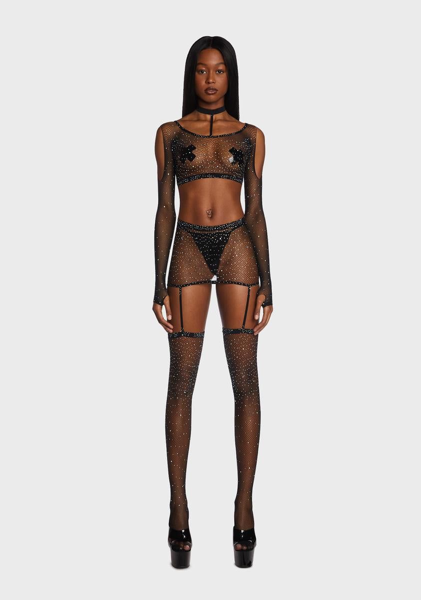 Can't Be Me Fishnet Bodystocking Set sold by Dolls Kill