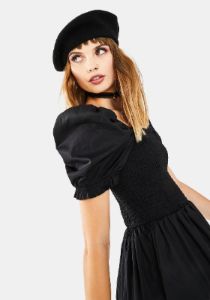 Black Puff Sleeve Babydoll Dress sold by Dolls Kill