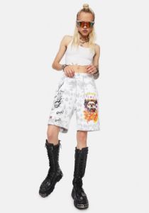 Flaming Skull Tie Dye Shorts sold by Dolls Kill