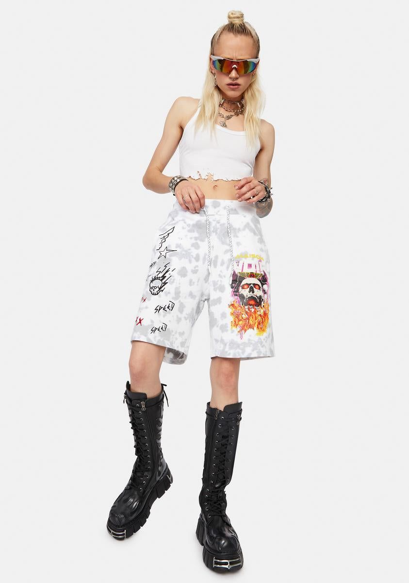 Flaming Skull Tie Dye Shorts sold by Dolls Kill product image thumbnail 3