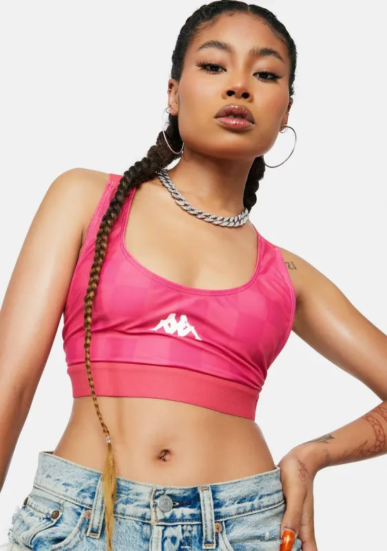 Fuchsia White Authentic Pop Ezay Sports Bra sold by Dolls Kill