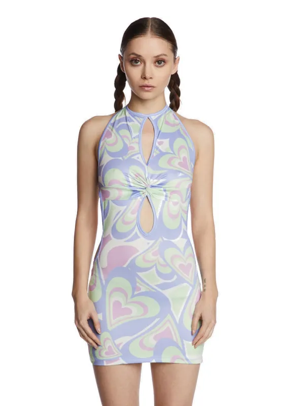 Heart Print Cut Out Dress sold by Dolls Kill