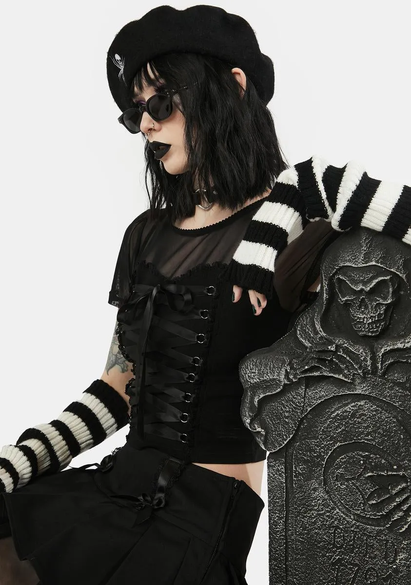 Cemetery Gates Lace Up Crop Top sold by Dolls Kill product image thumbnail 2