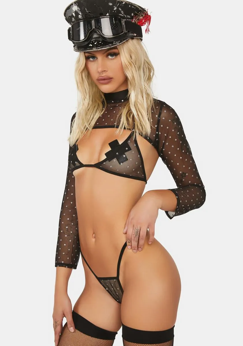 Onyx Blinged Out Sheer Lingerie Set sold by Dolls Kill product image thumbnail 2