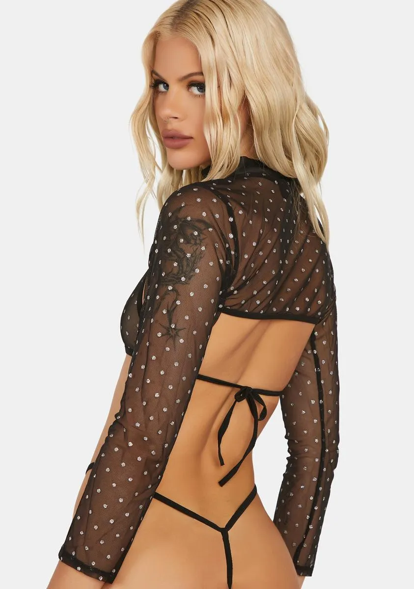 Onyx Blinged Out Sheer Lingerie Set sold by Dolls Kill product image thumbnail 3