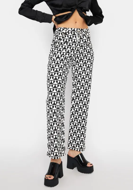Mystic Resigned To Love Heart Print Pants sold by Dolls Kill
