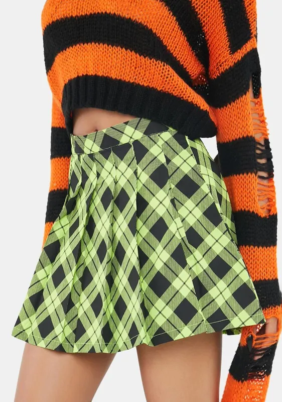 Slime Haunted To Meet U Plaid Mini Skirt sold by Dolls Kill