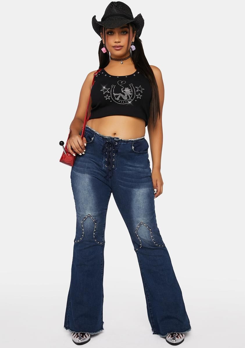 Plus Texas Fold'em Rhinestone Crop Tank sold by Dolls Kill product image thumbnail 3