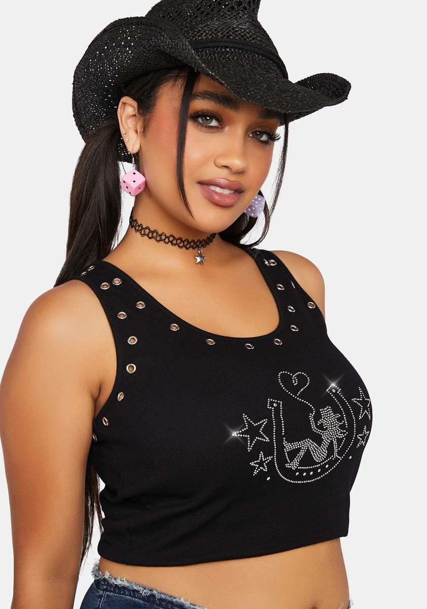 Plus Texas Fold'em Rhinestone Crop Tank sold by Dolls Kill product image thumbnail 2