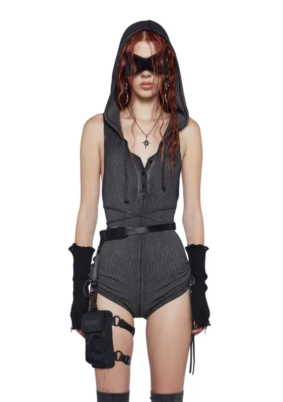 Filter Ribbed Hooded Romper sold by Dolls Kill