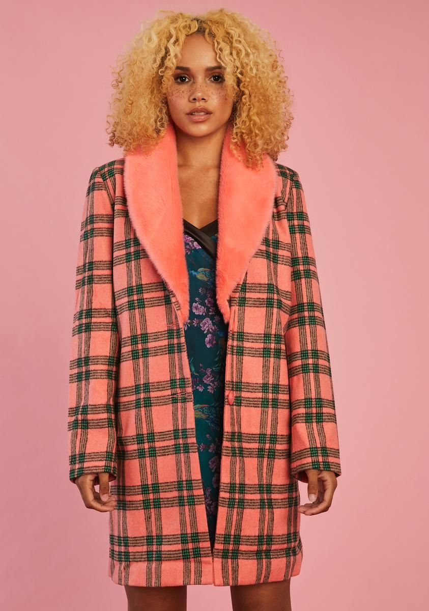 Antique Angel Plaid Peacoat sold by Dolls Kill