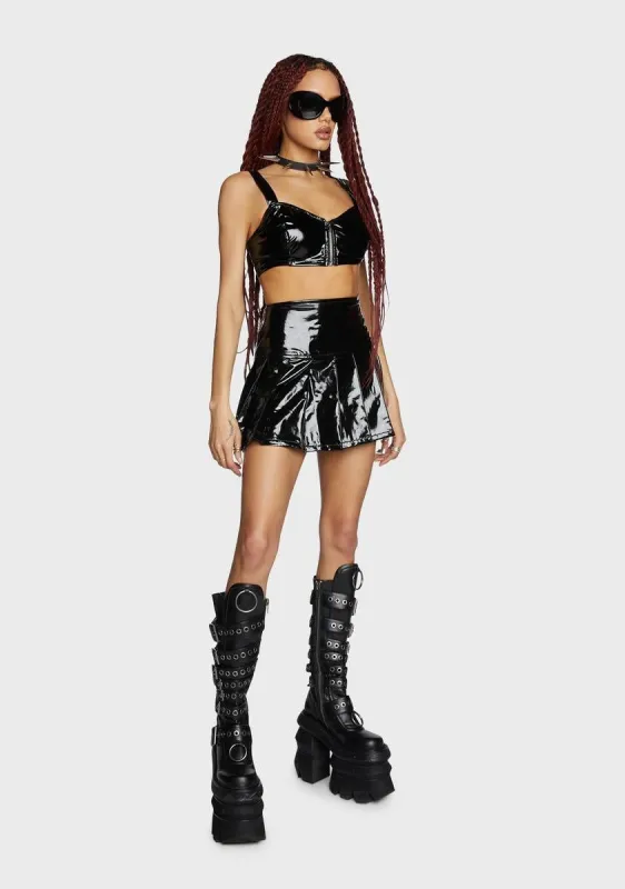 Vinyl Zip Crop Top sold by Dolls Kill