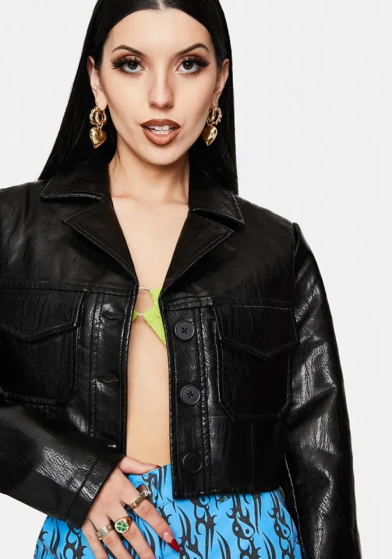 Victoria Vegan Leather Crop Jacket sold by Dolls Kill