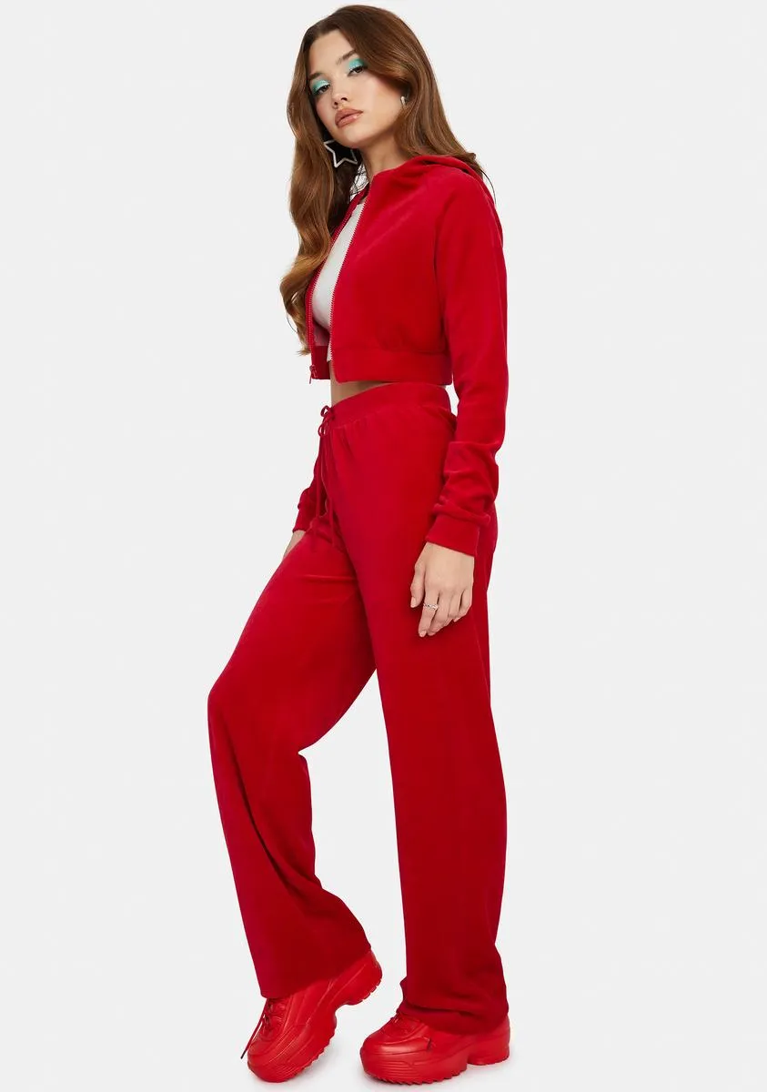 Scarlet Y2K Dreams Velour Tracksuit sold by Dolls Kill product image thumbnail 3