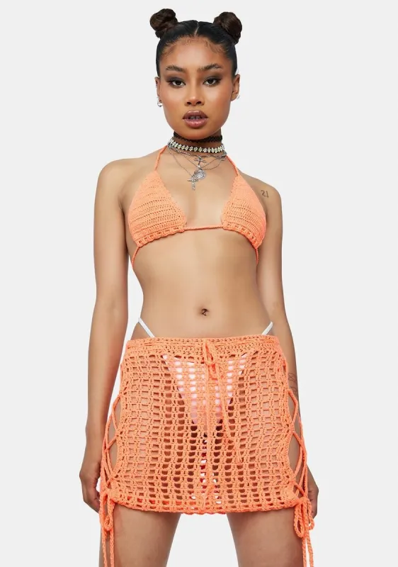 Tangerine Take The Leap Crochet Set sold by Dolls Kill