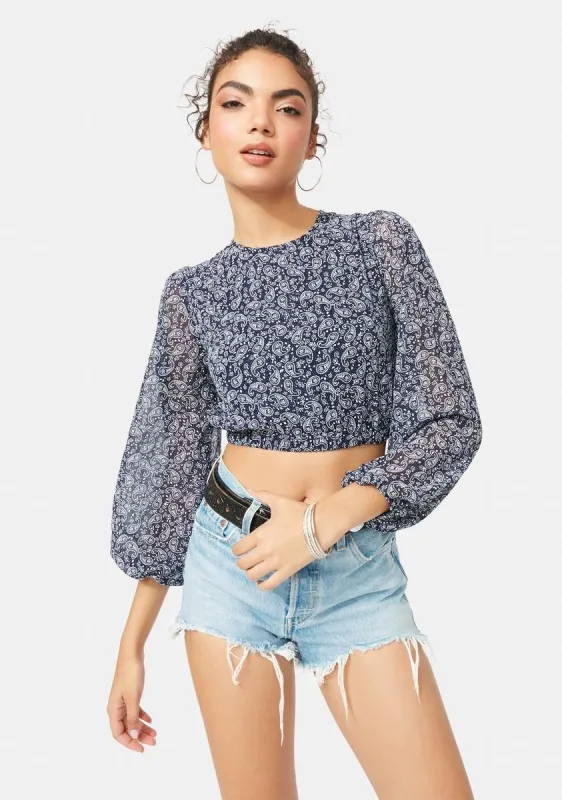 Delicate Thoughts Paisley Crop Top sold by Dolls Kill