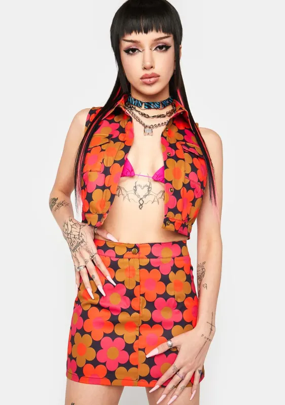 Push My Daisies Floral Mini Skirt sold by Dolls Kill