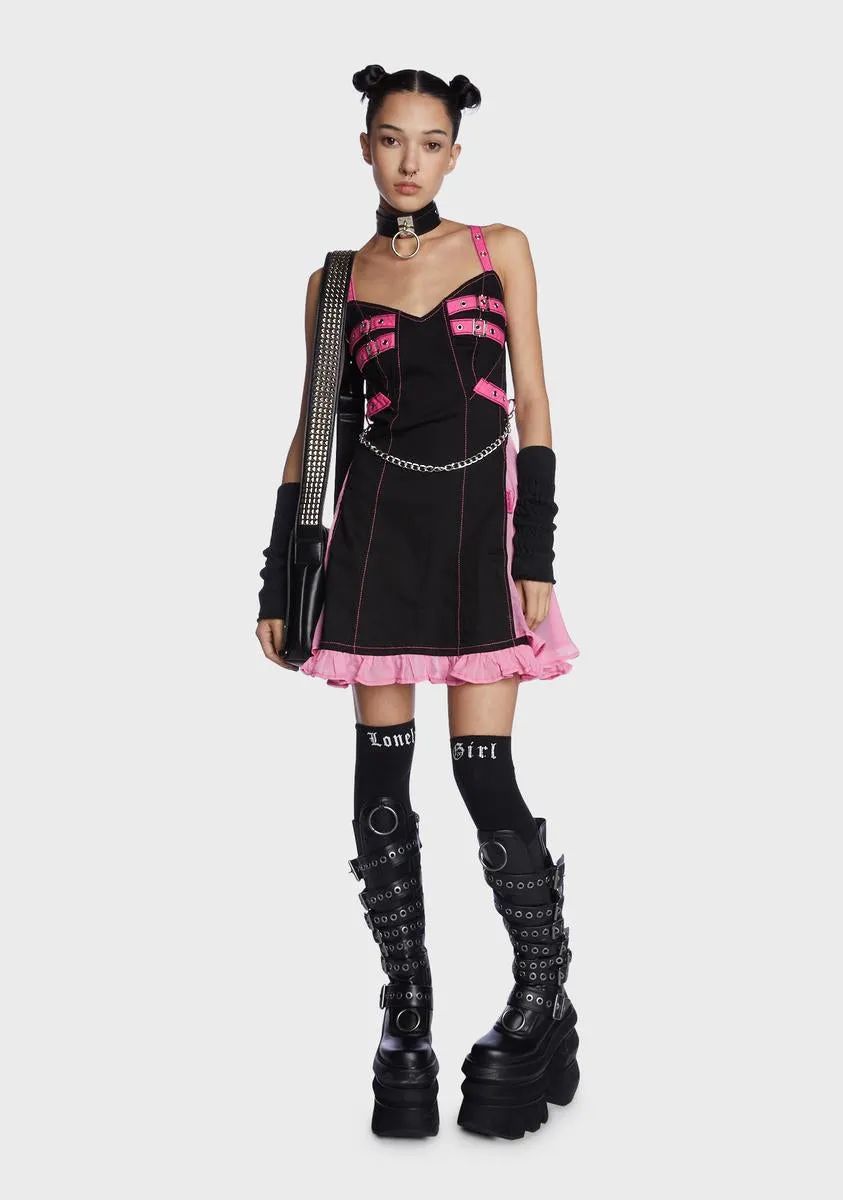 Pink Chiffon Pleated Mini Dress sold by Dolls Kill product image thumbnail 4