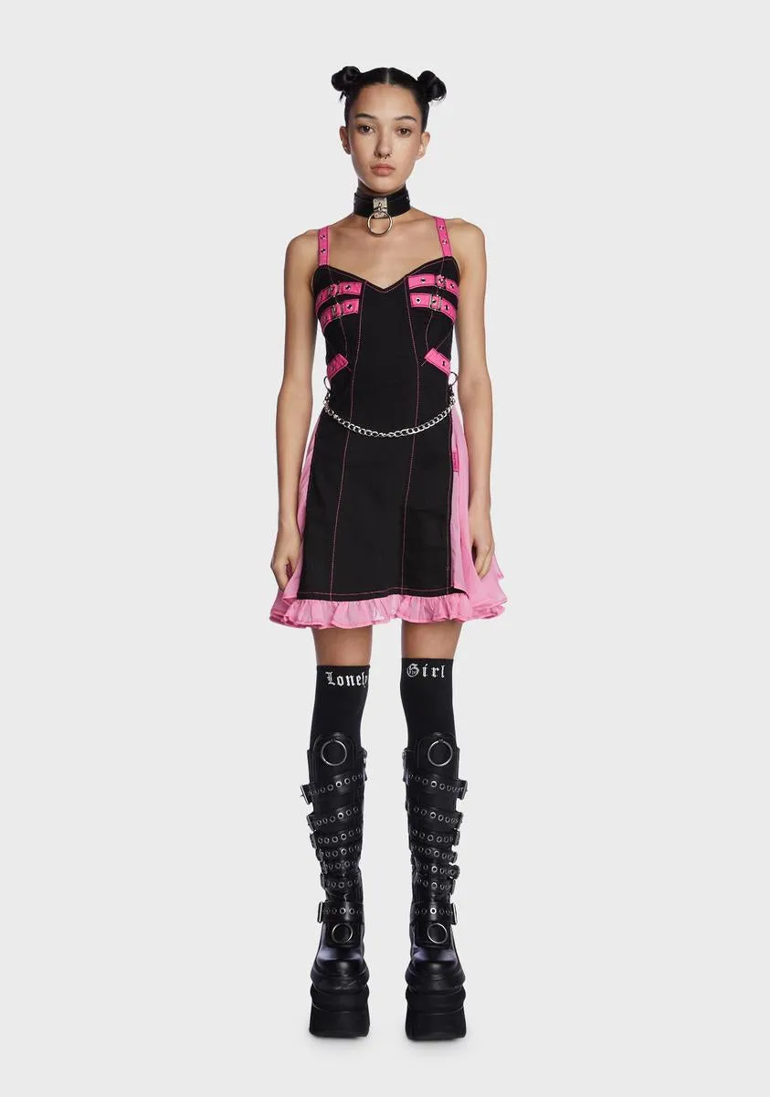 Pink Chiffon Pleated Mini Dress sold by Dolls Kill