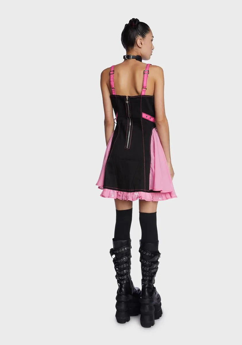 Pink Chiffon Pleated Mini Dress sold by Dolls Kill product image thumbnail 5