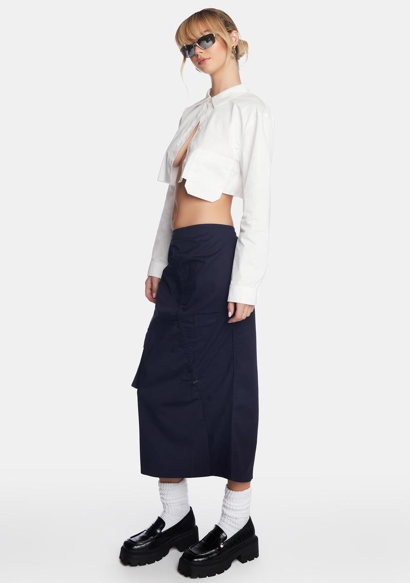 Navy Enore Midi Cargo Skirt sold by Dolls Kill product image thumbnail 3