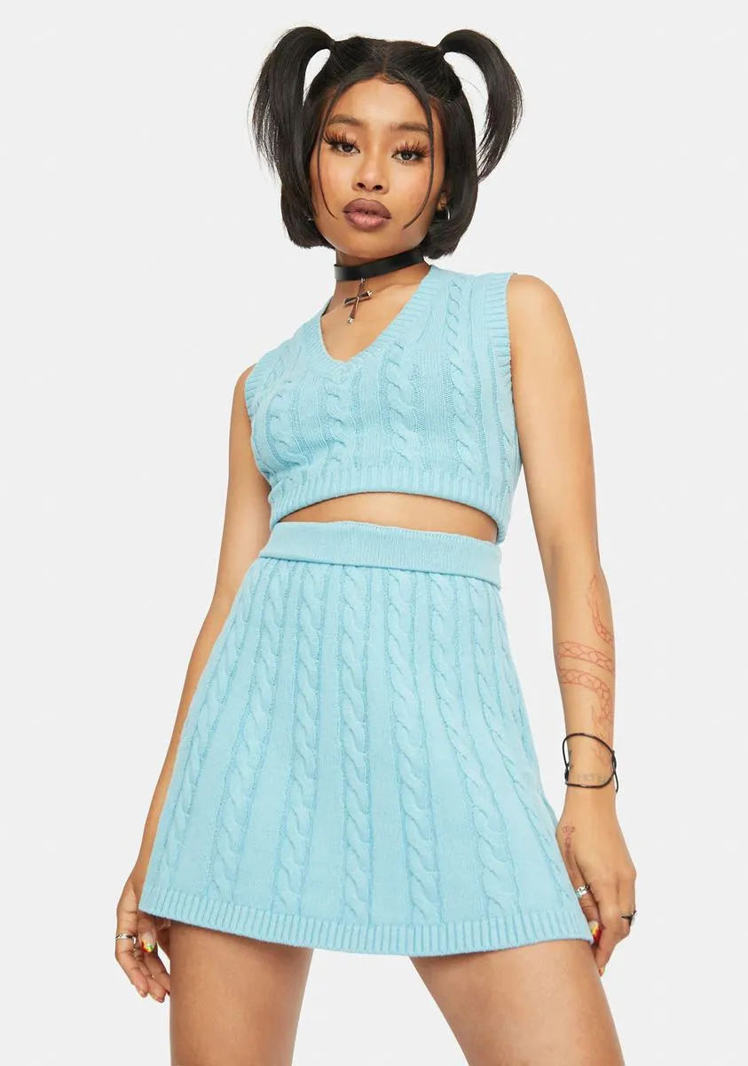 Blue Knit Mini Skirt sold by Dolls Kill