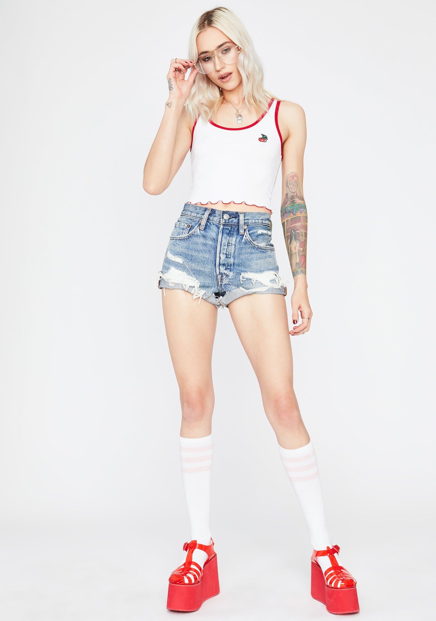 Cherry Up Crop Tank sold by Dolls Kill product image thumbnail 3
