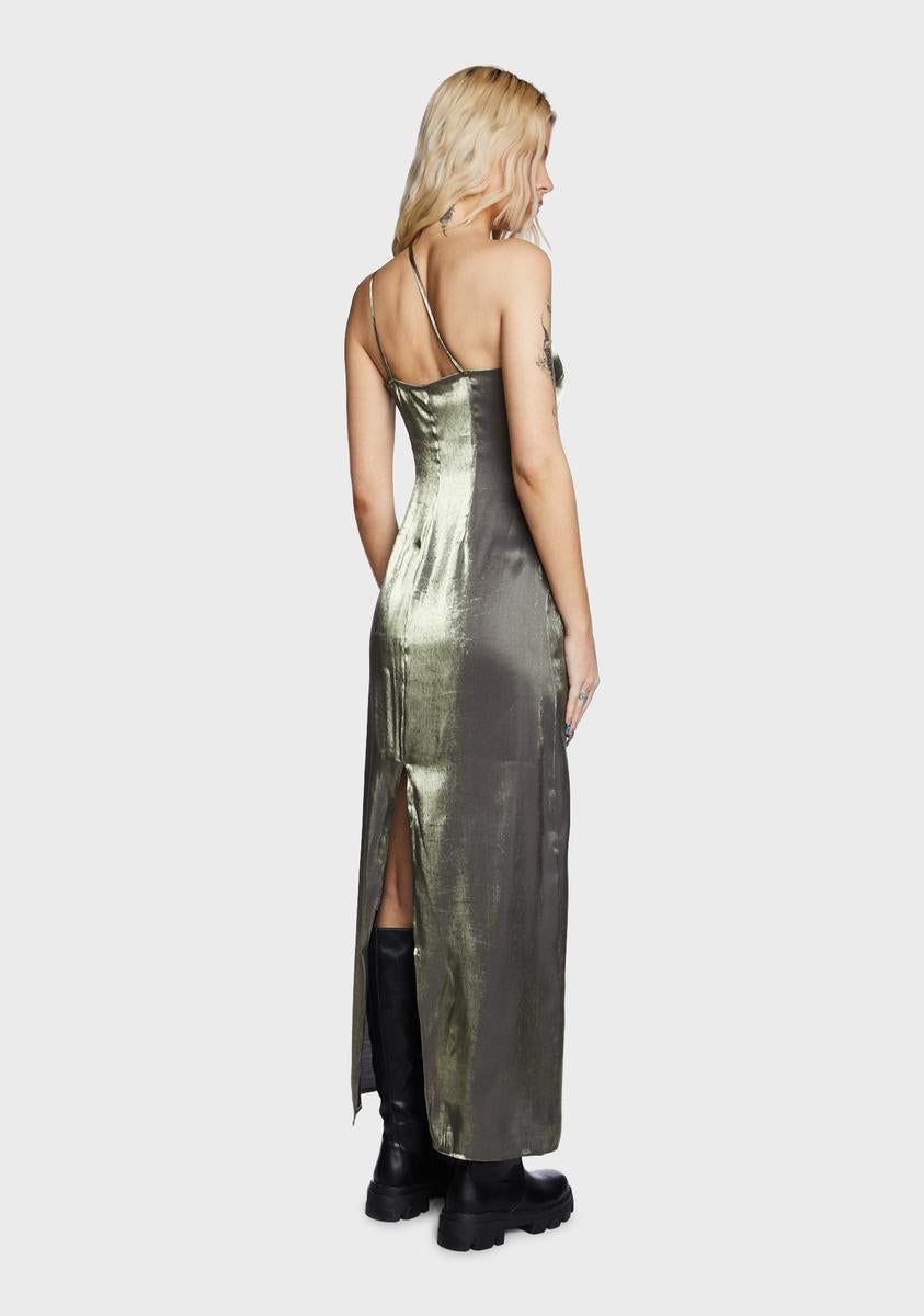 Olive Iridescent Maxi Dress sold by Dolls Kill product image thumbnail 4