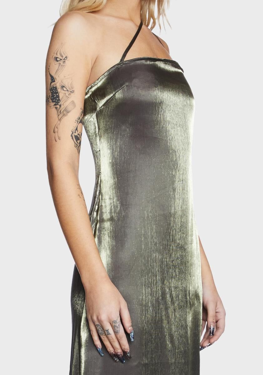 Olive Iridescent Maxi Dress sold by Dolls Kill product image thumbnail 2