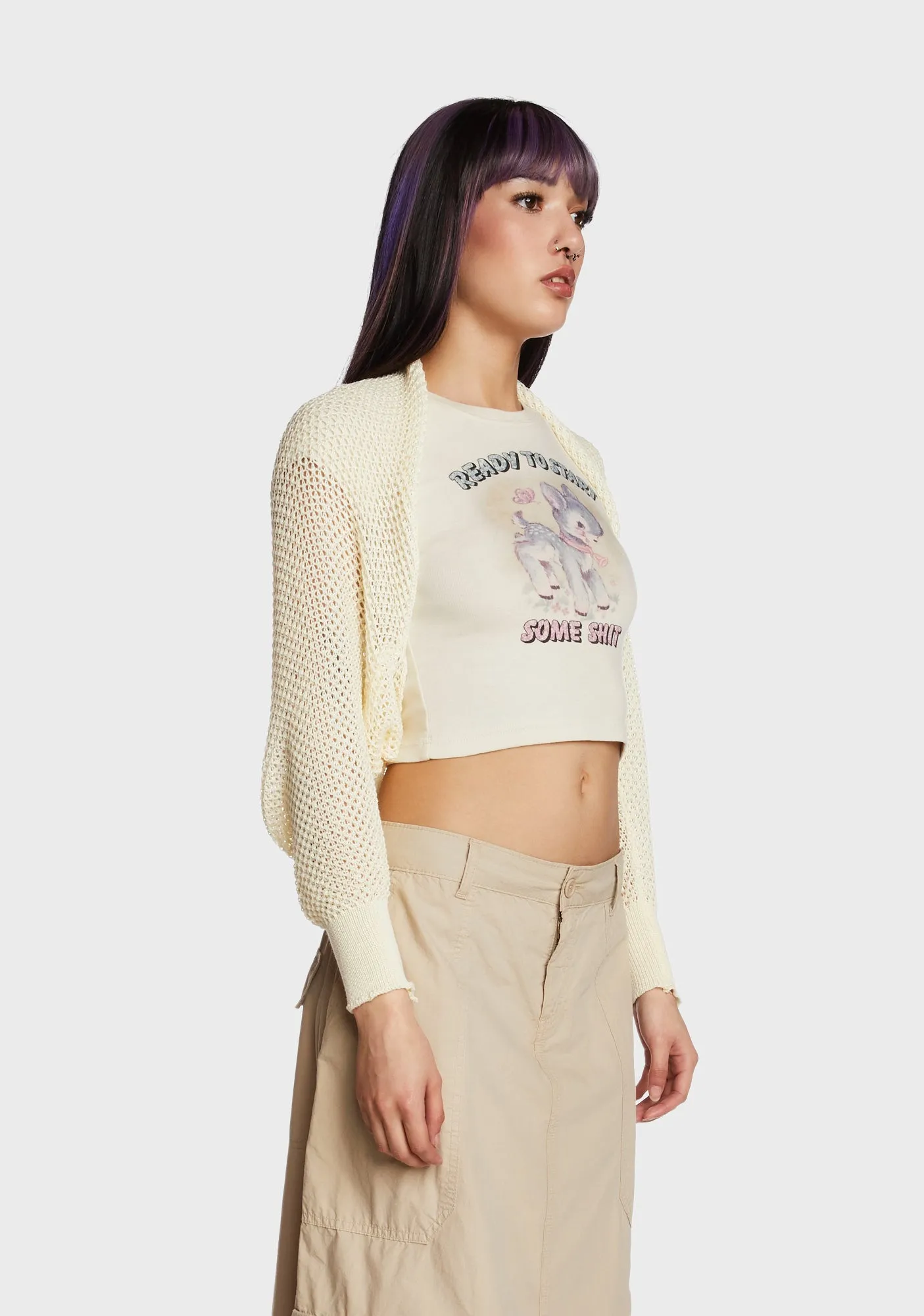 Break Time Knit Shrug - Light Brown sold by Dolls Kill product image thumbnail 3