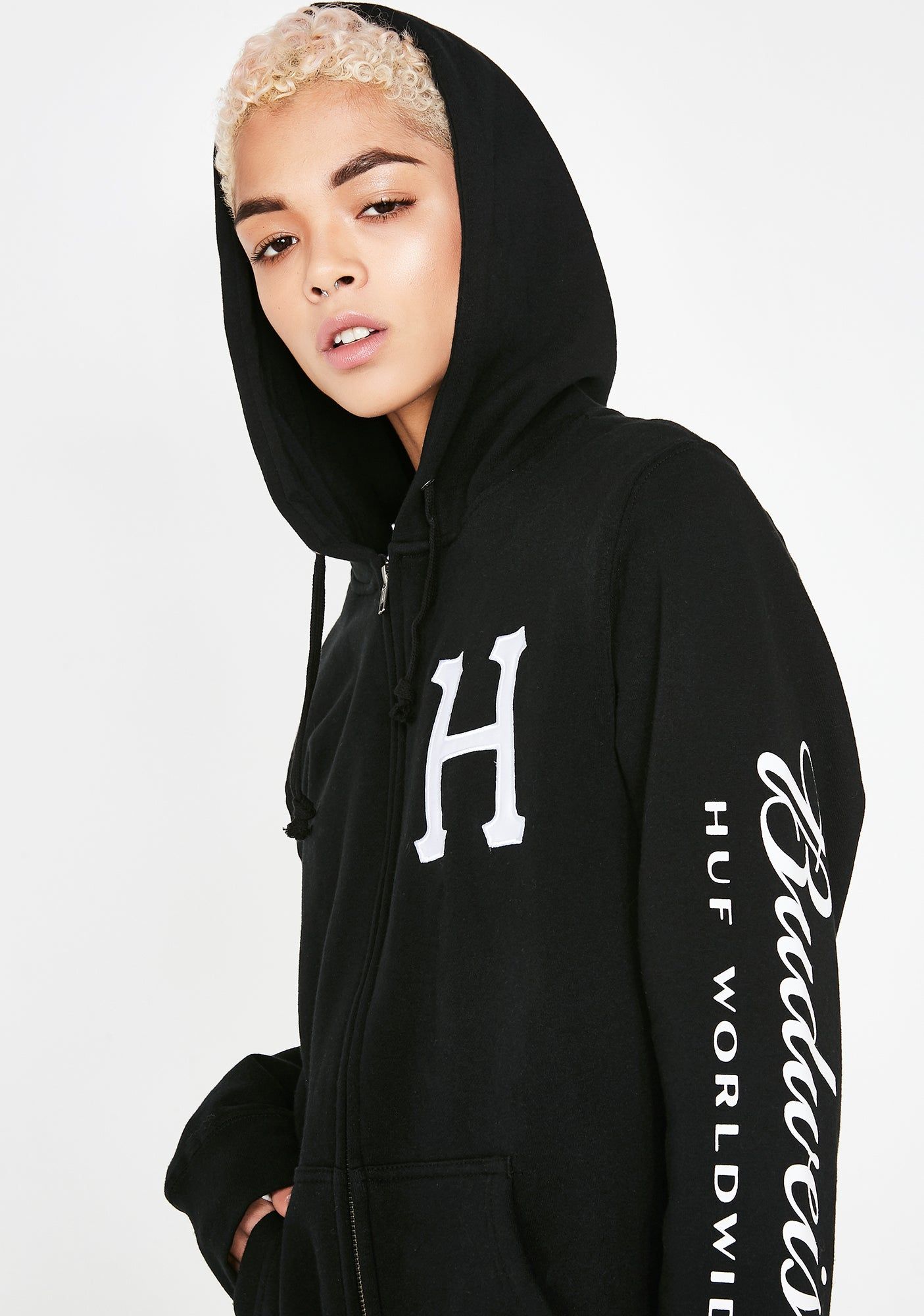 x Budweiser Classic H Zip Up Hoodie sold by Dolls Kill product image thumbnail 3